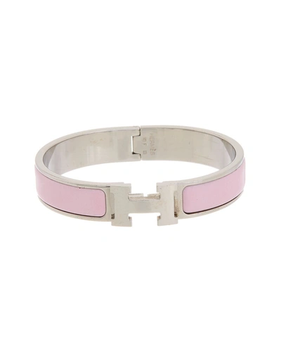 Shop Hermes Palladium Clic Clac H Bangle (authentic ) In Pink