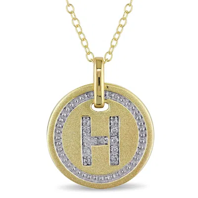 Mimi & Max H Initial Diamond Accent Pendant With Chain In Yellow Plated Sterling Silver In Yellow
