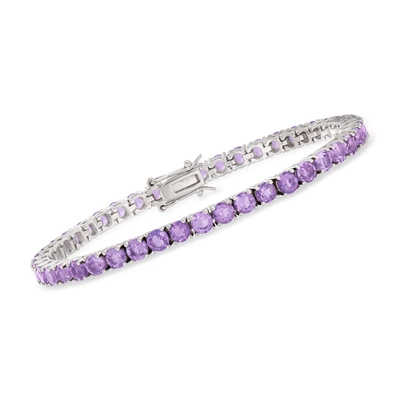 Shop Ross-simons Amethyst Tennis Bracelet In Sterling Silver In Purple