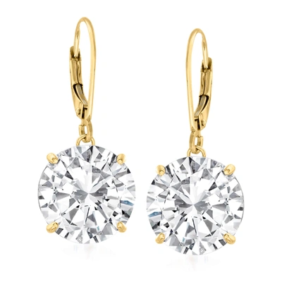 Ross-simons Cz Drop Earrings In 14kt Yellow Gold In Gold