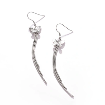 Sohi Women Silver Color Silver Plated Designer Stone Drop Earring In Silver