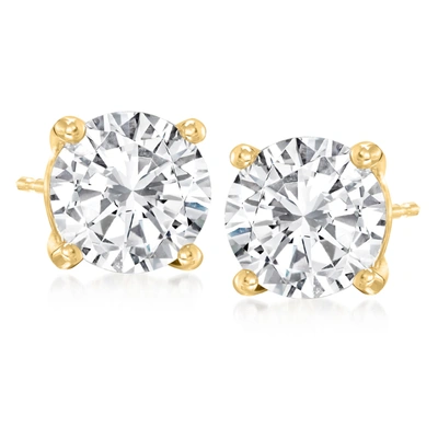 Ross-simons Diamond Stud Earrings In 14kt Yellow Gold In Gold