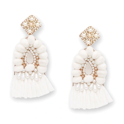 Sohi White Color Boho White Beaded Earring For Women's In Silver