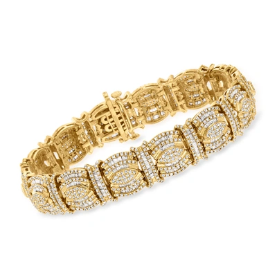 Ross-simons Round And Baguette Diamond Bracelet In 18kt Gold Over Sterling In Gold