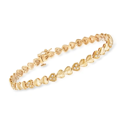 Ross-simons Pave Diamond Heart Bracelet In 18kt Gold Over Sterling In Gold