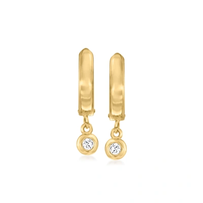 Rs Pure By Ross-simons Diamond Hoop Drop Earrings In 14kt Yellow Gold In Gold
