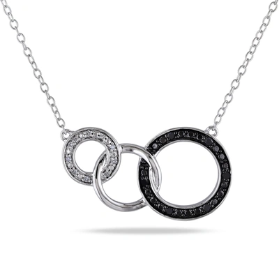 Mimi & Max 1/10ct Tdw Diamond Circle Link Necklace In Sterling Silver With Black Rhodium In Black