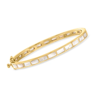 Ross-simons Mother-of-pearl Bangle Bracelet In 18kt Gold Over Sterling In White