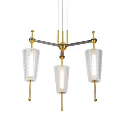 Vonn Lighting Toscana Vap2103ab 26" Integrated Led Pendant Lighting Fixture With Glass Shades In Antique Brass