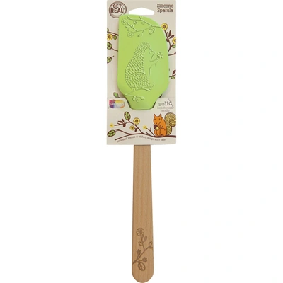 Shop Talisman Designs Laser Etched Beechwood Large Silicone Spatula, Woodland Collection, Set Of 1 In Green