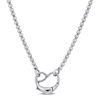 Mimi & Max Heart Clasp Charm Ball Chain Necklace In Sterling Silver - 20 In. In Silver