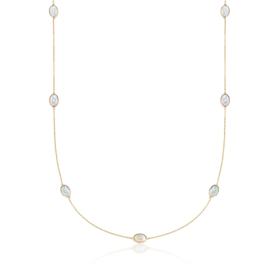 Shop Ross-simons Oval Ethiopian Opal Station Necklace In 14kt Yellow Gold In White