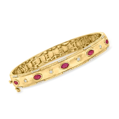 Ross-simons Ruby And . Diamond Bangle Bracelet In 18kt Gold Over Sterling In Gold