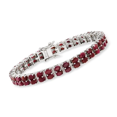 Shop Ross-simons Ruby Double-row Bracelet In Sterling Silver In Red