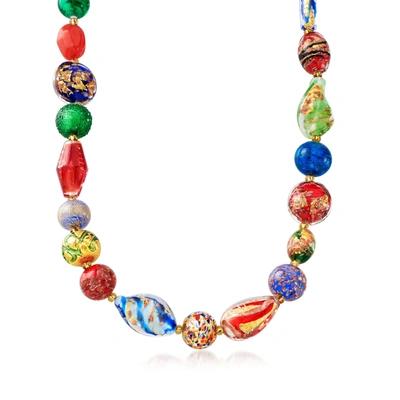 Shop Ross-simons Italian 4-18mm Multicolored Murano Glass Bead Necklace With 18kt Gold Over Sterling