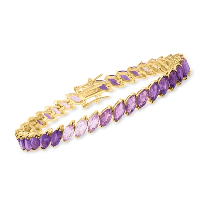 Shop Ross-simons Ombre Amethyst Tennis Bracelet In 18kt Gold Over Sterling In Purple