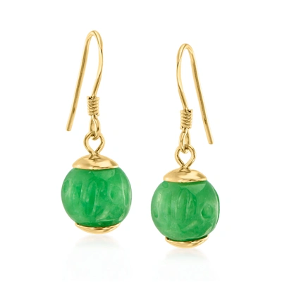 Shop Canaria Fine Jewelry Canaria Jade Drop Earrings In 10kt Yellow Gold