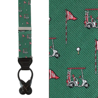 Shop Trafalgar The Golf Dream Silk Braces Button End In Green
