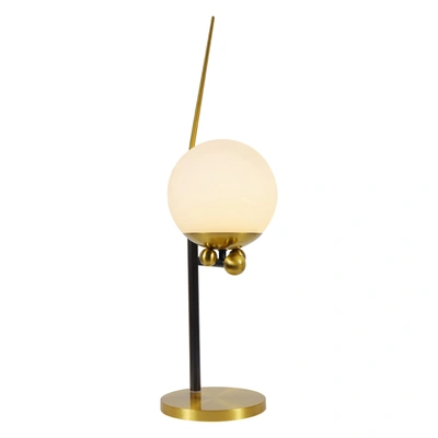 Shop Vonn Lighting Chianti Vat6121ab 22" Height Integrated Led Table Lamp With Glass Shade In Antique Brass