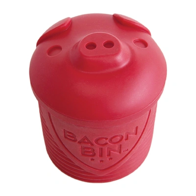 Talisman Designs Bacon Bin Silicone Grease Container With Strainer, 1 Cup, Red