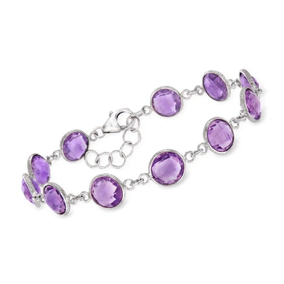 Shop Ross-simons Amethyst Bracelet In Sterling Silver In Purple