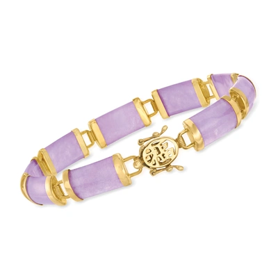 Shop Ross-simons Lavender Jade "good Fortune" Bracelet In 18kt Gold Over Sterling In Purple