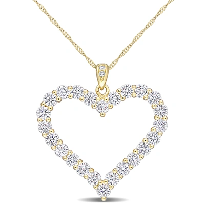 Shop Mimi & Max 2 2/5 Ct Dew Created Moissanite Heart Pendant With Chain In Yellow Plated Sterling Silver