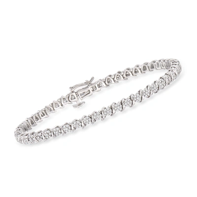 Ross-simons Diamond Cluster Tennis Bracelet In Sterling Silver In Silver