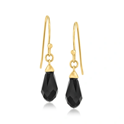 Shop Canaria Fine Jewelry Canaria Black Agate Drop Earrings In 10kt Yellow Gold