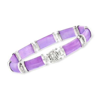 Shop Ross-simons Jade "good Fortune" Bracelet In Sterling Silver In Purple