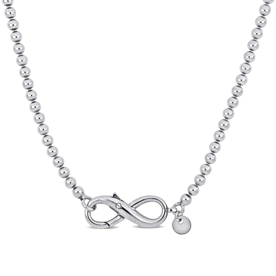 Mimi & Max Infinity Clasp Bead Link Necklace In Sterling Silver - 20 In. In Silver