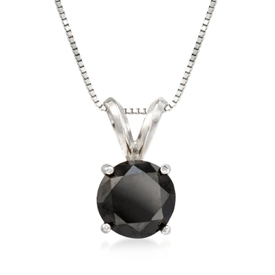 Shop Ross-simons Black Diamond Solitaire Necklace In 14kt White Gold
