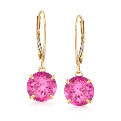 Ross-simons Pink Topaz Drop Earrings In 14kt Yellow Gold In Pink