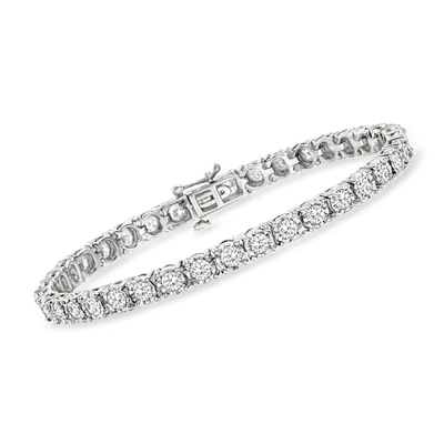 Shop Ross-simons Diamond Tennis Bracelet In Polished Sterling Silver