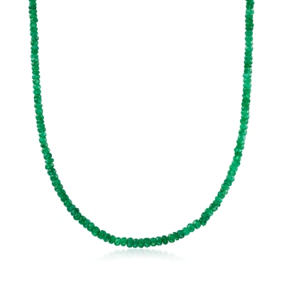 Shop Ross-simons Emerald Bead Necklace In 14kt Yellow Gold With Magnetic Clasp In Green