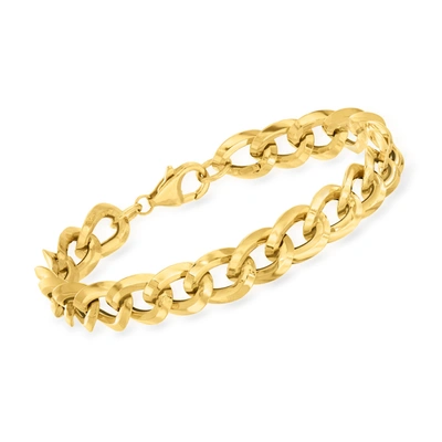 Ross-simons Italian 14kt Yellow Gold Curb-link Bracelet In White