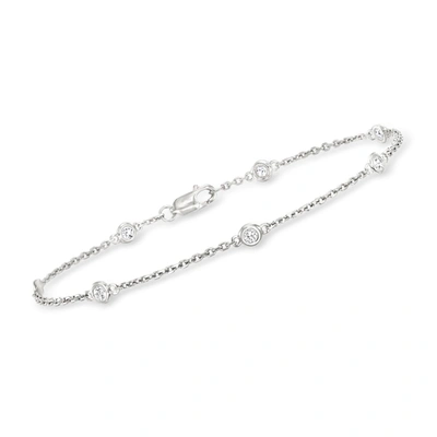 Ross-simons Bezel-set Diamond Station Bracelet In Sterling Silver In Silver