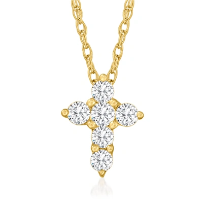 Shop Canaria Fine Jewelry Canaria Diamond Cross Pendant Necklace In 10kt Yellow Gold In White