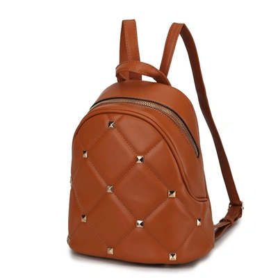 Shop Mkf Collection By Mia K Hayden Quilted Vegan Leather With Studs Women's Backpack In Brown