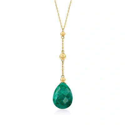 Shop Ross-simons Emerald Y-necklace In 14kt Yellow Gold In Green