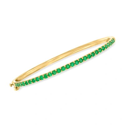 Shop Ross-simons Emerald Bangle Bracelet In 18kt Gold Over Sterling In Green