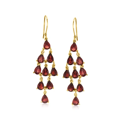 Ross-simons Garnet Chandelier Earrings In 18kt Gold Over Sterling In Gold