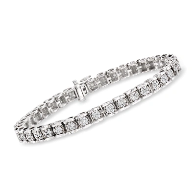 Ross-simons Diamond Cluster Tennis Bracelet In Sterling Silver In Silver