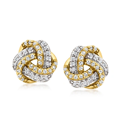 Shop Canaria Fine Jewelry Canaria Diamond Love Knot Earrings In 10kt Yellow Gold In Silver