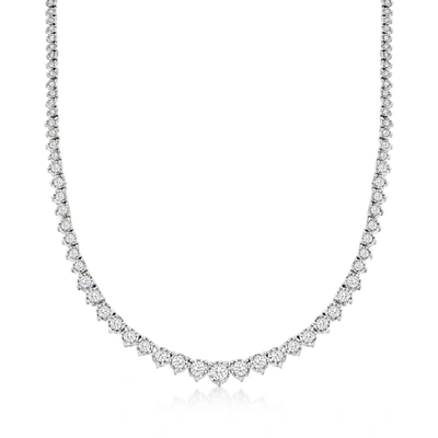 Ross-simons Diamond Graduated Tennis Necklace In Sterling Silver In Silver