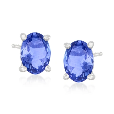 Ross-simons Tanzanite Stud Earrings In Sterling Silver In Blue