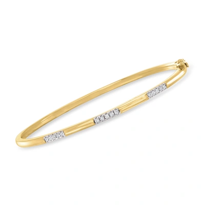 Ross-simons Diamond Station Bangle Bracelet In 18kt Gold Over Sterling In Gold