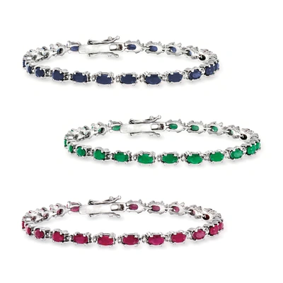 Ross-simons Multi-gemstone And Diamond-accented Jewelry Set: 3 Bracelets In Sterling Silver In Multi
