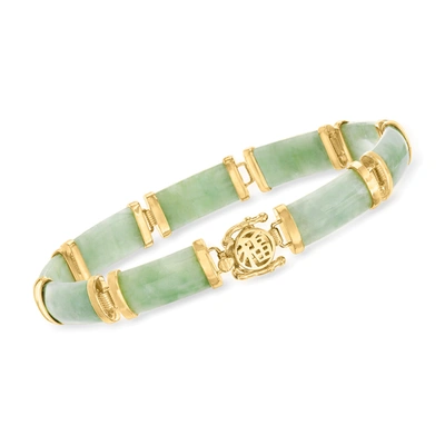 Shop Ross-simons Green Jade "good Fortune" Bracelet In 18kt Gold Over Sterling