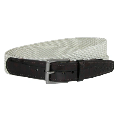 Shop Crookhorndavis Hampton Stretch Belt With Croc Print Tabs In White